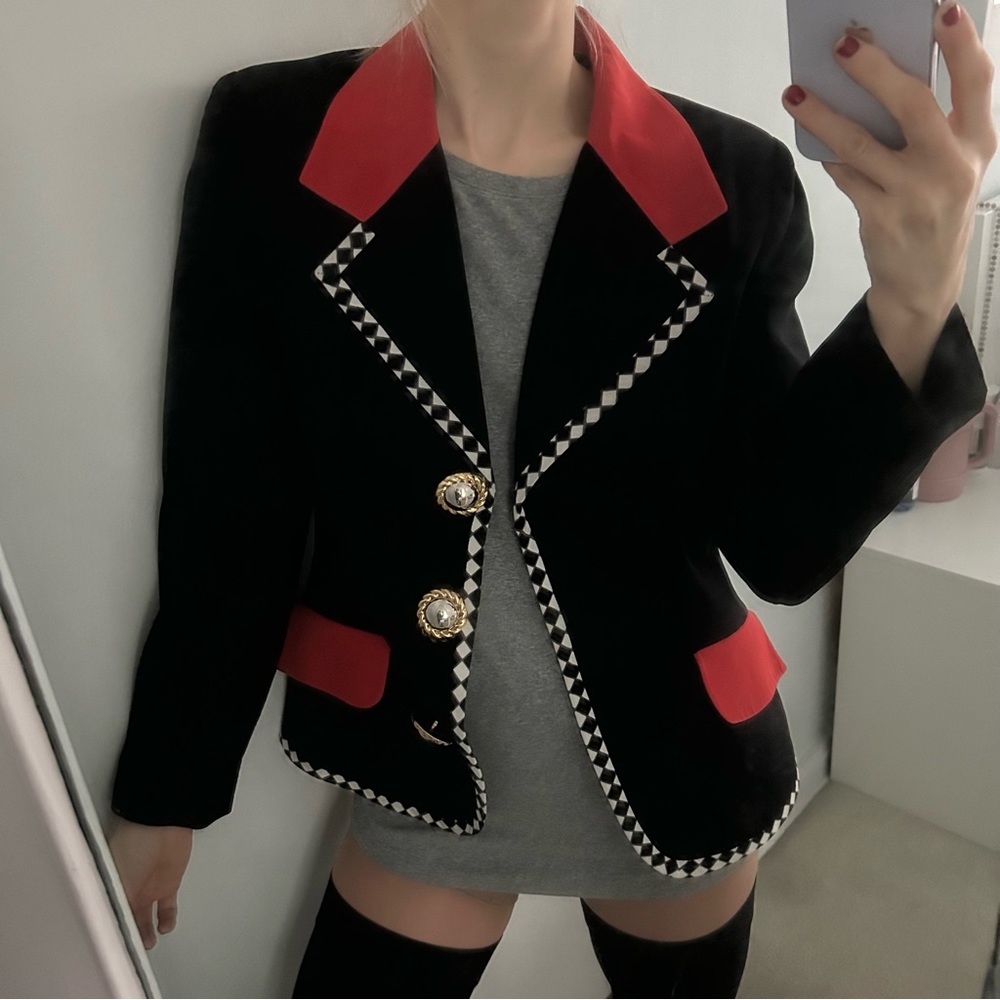 CAPRICCIO Red Black Vintage Blazer sz8 - Picture 2 of 8